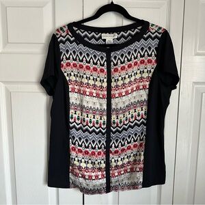 Doncaster Silk Top Short Sleeve Womens Sz 16 Japanese Floral Print Chic Office